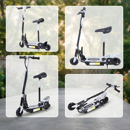 Foldable Powered Scooter with Adjustable Handle, Brake, Black