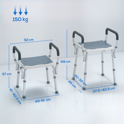 57-69cm Aluminium Frame Bath Seat - Light Blue