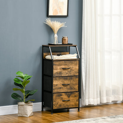 Industrial Storage Cabinet, Fabric Chest of Drawers with Display Shelves, 3 Drawers Storage Unit for Living Room