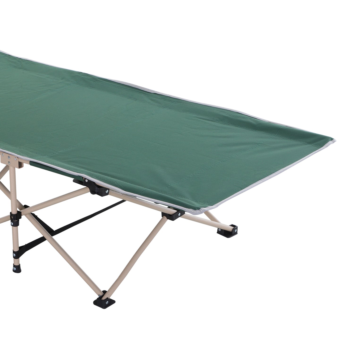 Single Person Camping Bed Folding Cot Outdoor Patio Portable Military Sleeping Bed Travel Guest Leisure Fishing with Side Poc