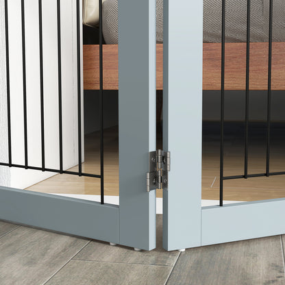 Foldable Pet Gate, with Three Panels & Two Support Feet - Grey