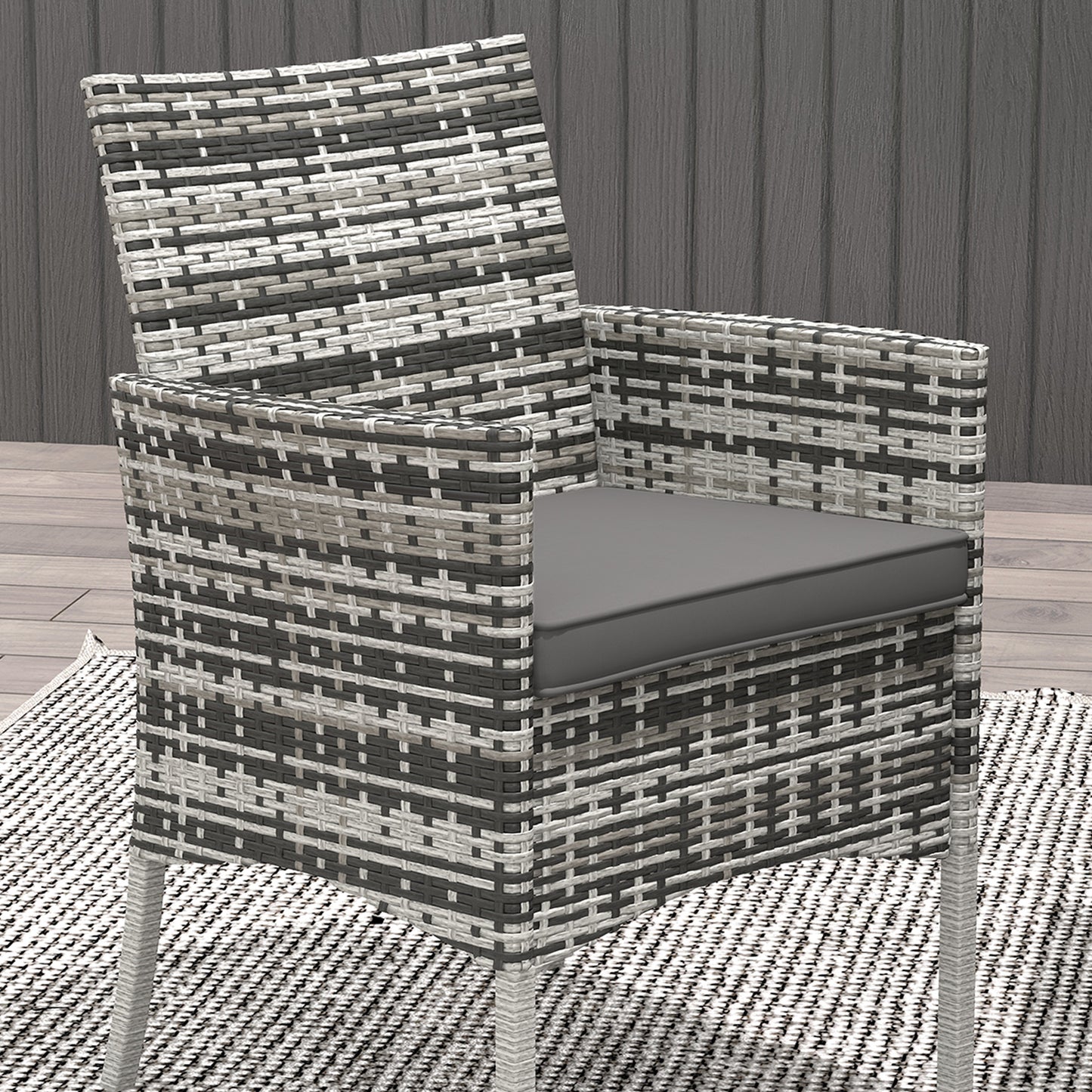 Five-Pieces Rattan Dining Set - Mixed Grey