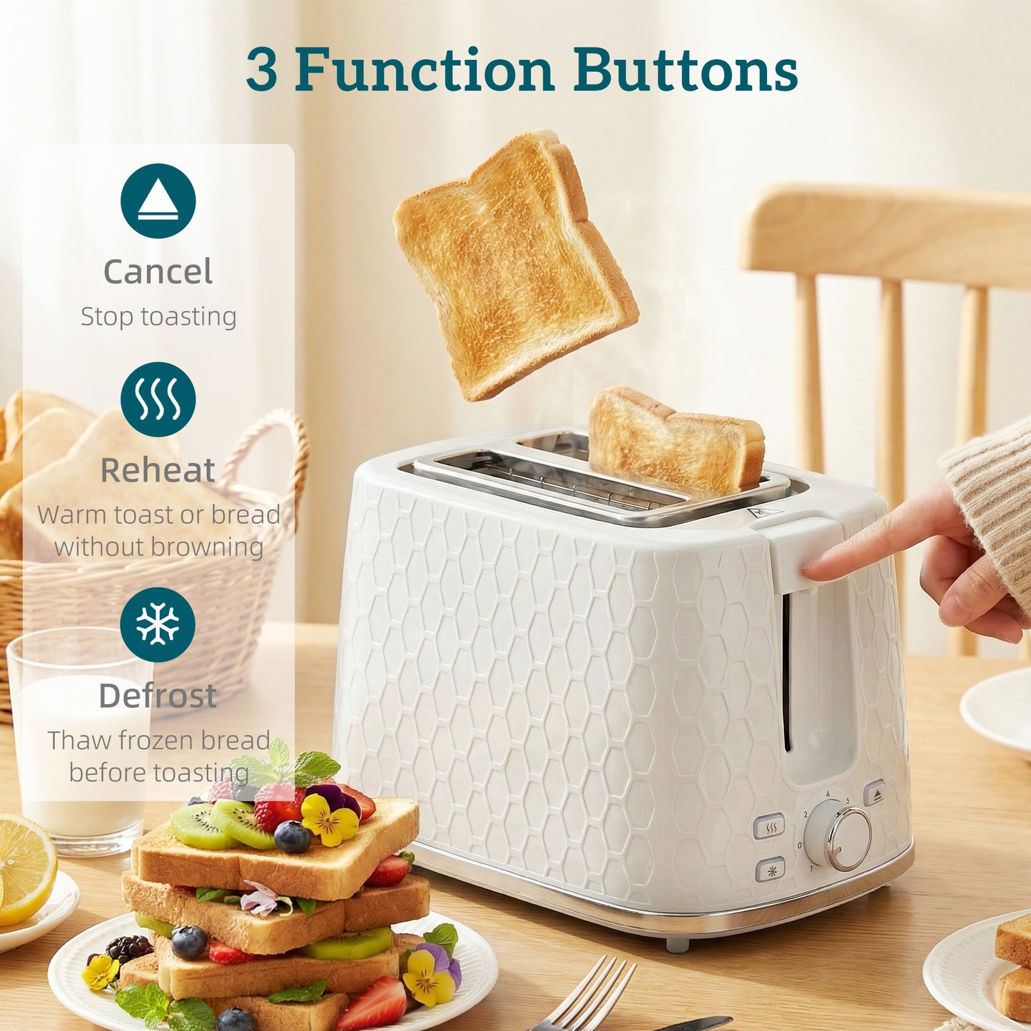 Kettle and Toaster Set, 1.7L 3000W Rapid Kettle with Limescale Filter, 2 Slice Toaster with 7 Browning Controls, Cream