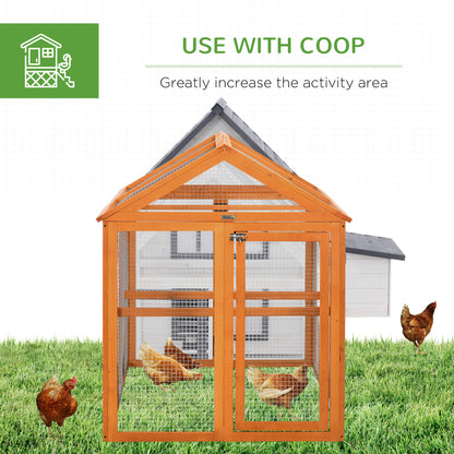 Large Chicken Run, Wooden Chicken House for 1-3 Chickens, Hen House Duck Pen Outdoor with Combinable Design, Orange