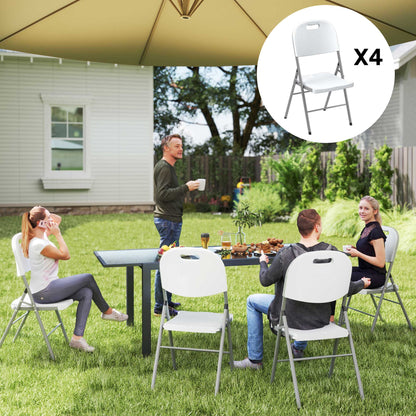 Set of Four Foldable Outdoor Chairs - White