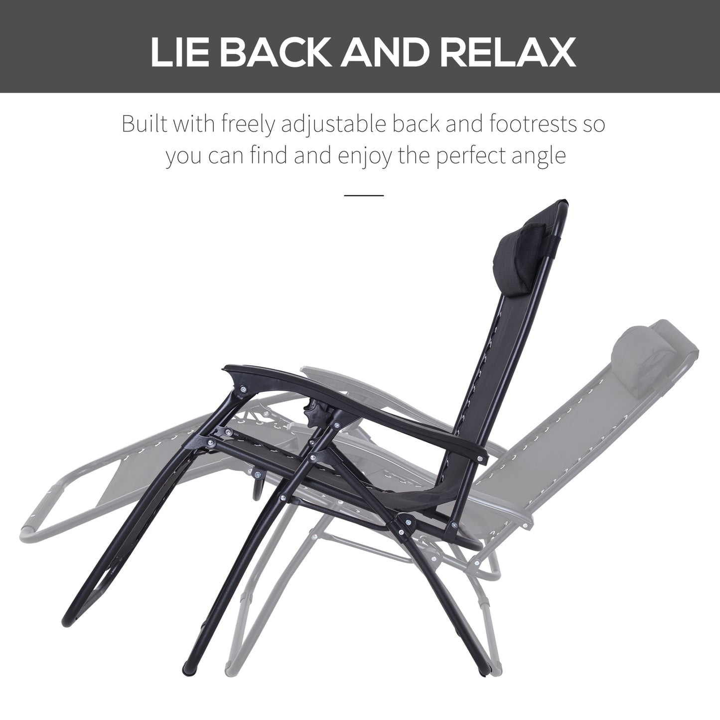 Zero Gravity Chair Metal Frame Texteline Armchair Outdoor Folding and Reclining Sun Lounger with Head Pillow for Patio Deckin