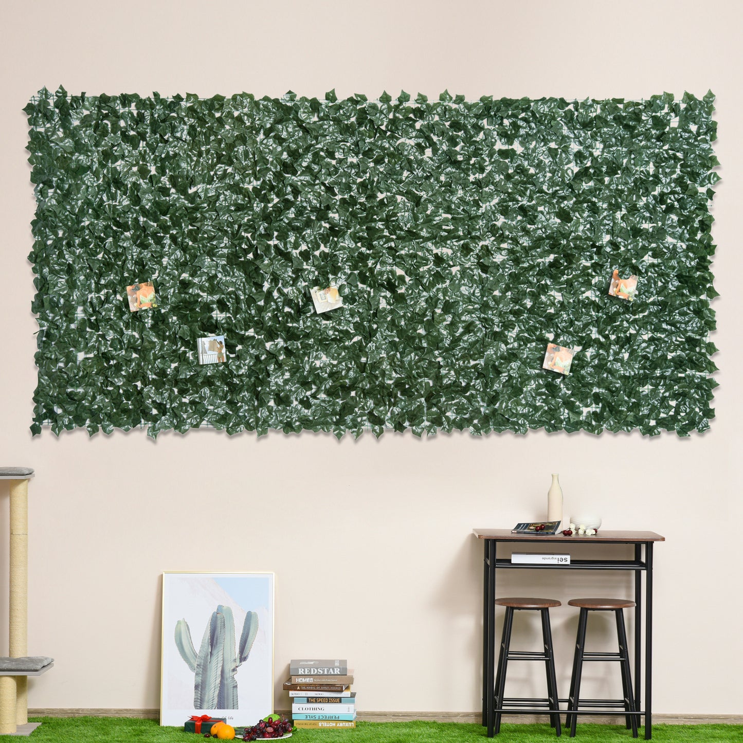 1-Piece Artificial Leaf Hedge Screen Privacy Fence Panel for Garden Outdoor Indoor Decor, Dark Green, 3M x 1.5M