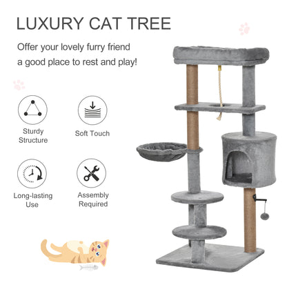 Cat Tree Tower for Indoor Cats 120cm Climbing Kitten Activity Center