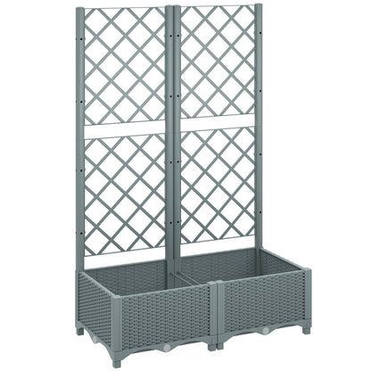 Raised Garden Bed with Trellis, Plastic Planter Box with Drainage Holes