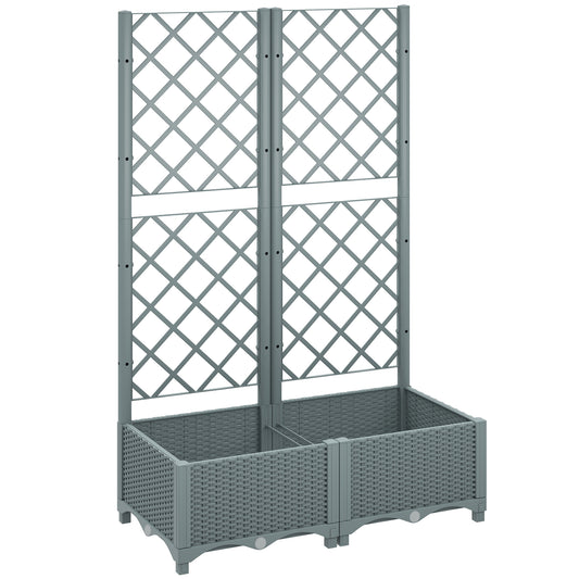 Raised Garden Bed with Trellis, Plastic Planter Box with Drainage Holes