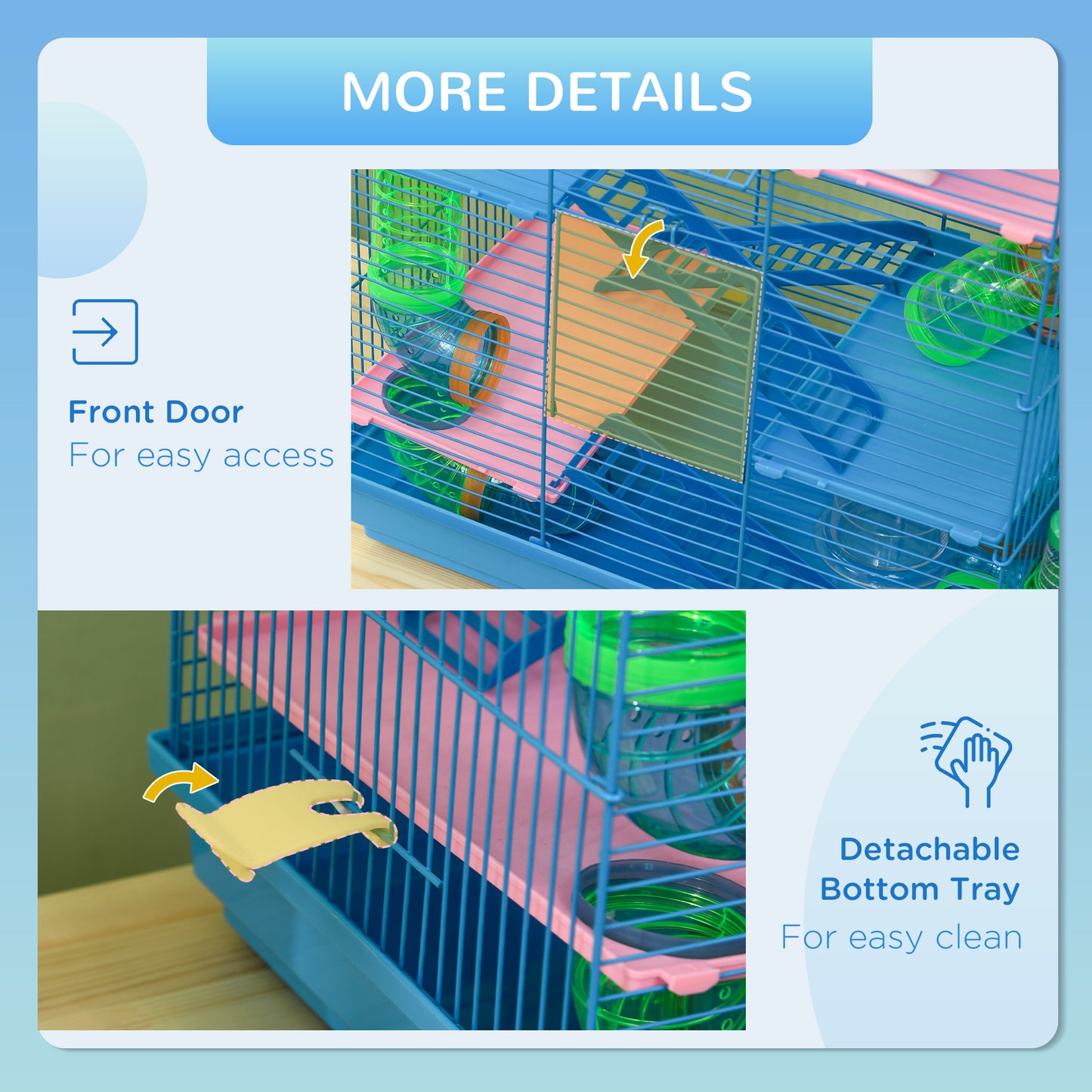 Hamster Cage, 5 Tier Carrier Habitat with Exercise Wheels Tunnel Tube Water Bottle Dishes House Ladder
