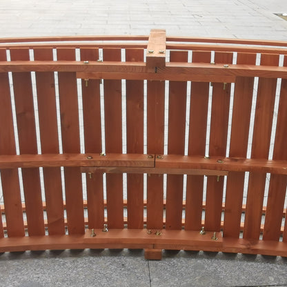 6FT Wooden Garden Bridge with Safety Railings, Classic Arc Footbridge for Stream Pond Walkway, Orange