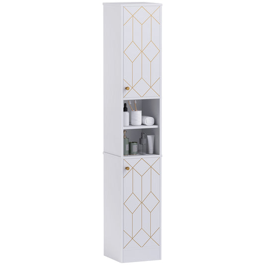 Tall Bathroom Storage Cabinet with Doors, Slim Bathroom Storage Unit with Adjustable Shelves