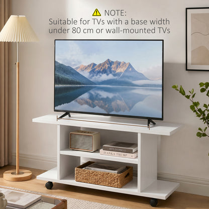 Modern TV Stand with Storage Shelves – White