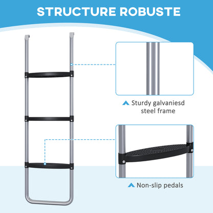 Galvanised Steel Trampoline Ladder, 2 Steps/3 Steps Outdoor Trampoline Accessories for 6ft, 8ft, 10ft, 12ft, 13ft, 14ft