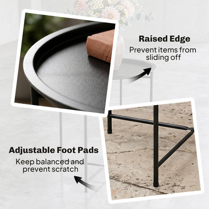 Steel Removable Tray Top Garden Table - Black