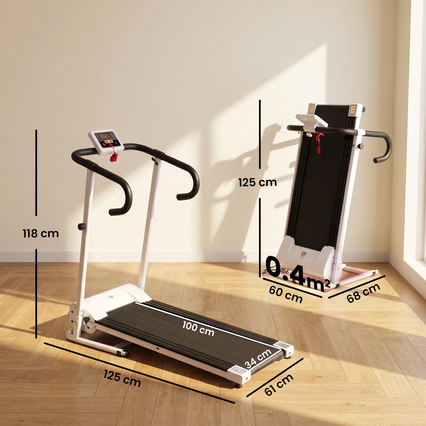 Folding Treadmill with Incline, Walking Pad Treadmill for Home, 1-10km/h Under Desk Running Machine