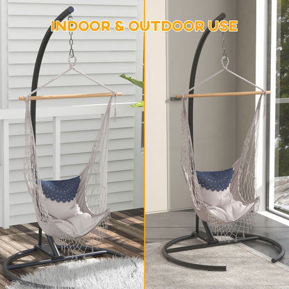 Hanging Hammock Chair Stand with Round Base, C Hanging Swing Stand Frame for Swing/Egg/Hammock Chair, Indoor & Outdoor