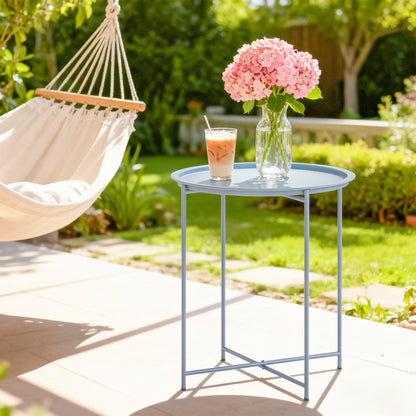 Steel Removable Tray Top Garden Table - Blue Grey