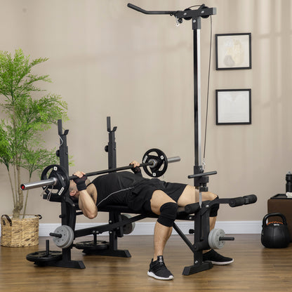 Adjustable Weight Bench with Pulley System, Incline Bench Press Set with Squat Rack, Leg Developer
