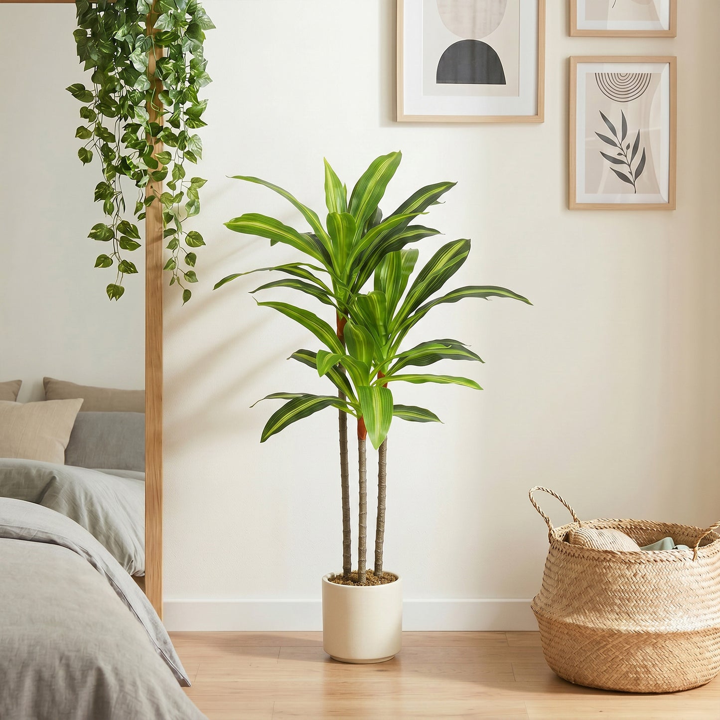 90cm Lifelike Fake Tree, Artificial Dracaena Tree with Bendable Trunks, Green