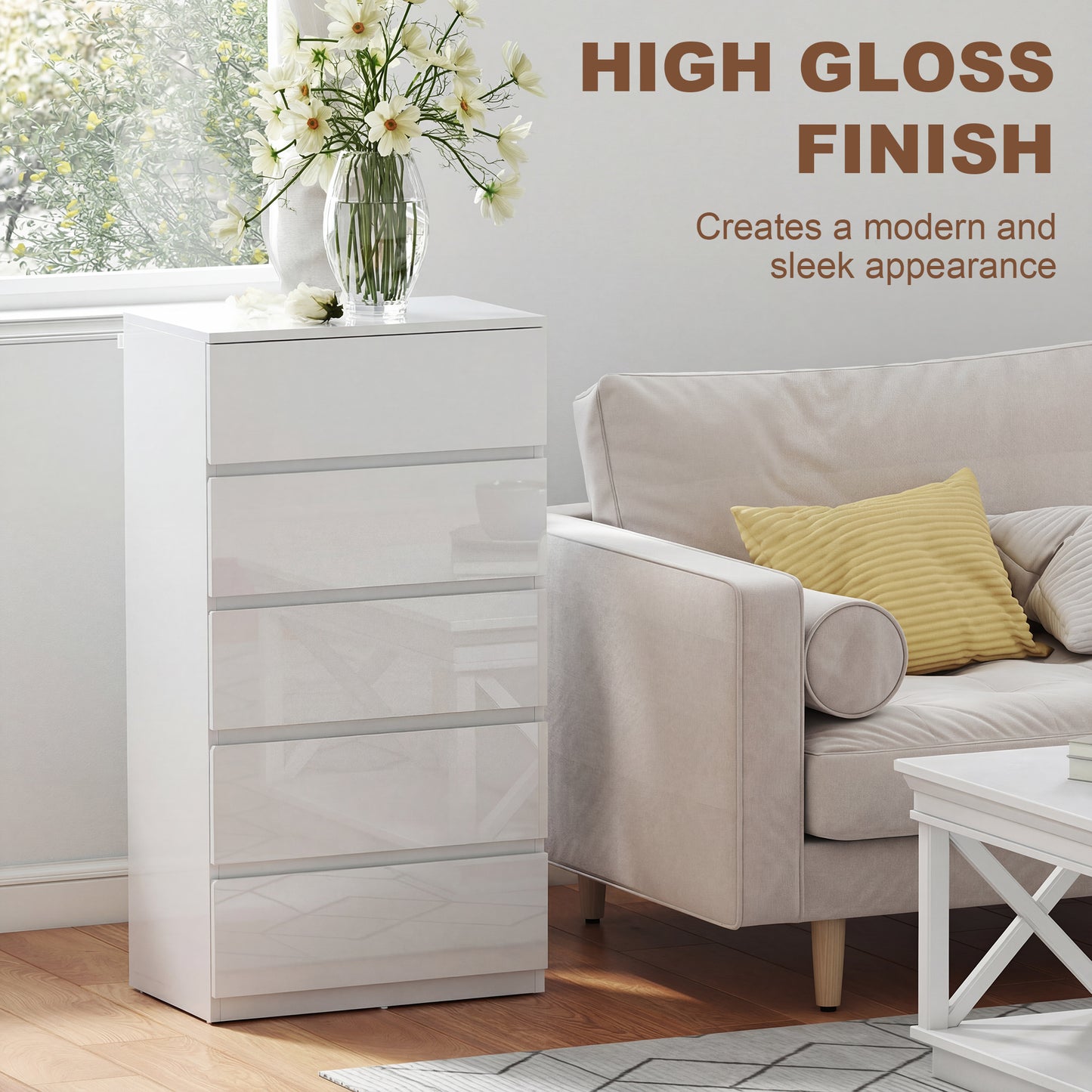 Chest of Drawers, 5-Drawer Storage Cabinets, Modern Dresser, Storage Drawer Unit for Bedroom