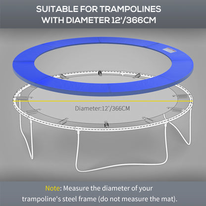 12ft Trampoline Pad, Φ366cm Trampoline Accessories Surround Pad Thick Foam Pads Padding Replacement Spare, No Holes for Pole