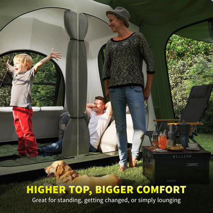 4 Man Tunnel Tent, Family Camping Tent with Porch, Bedroom and Living Area, Sewn in Groundsheet, 3000mm Waterproof