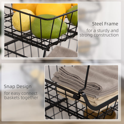 5 Tier Storage Trolley, Stackable Fruit Vegetable Cart for Kitchen, Living Room, 40 x 2 x 97 cm, Black