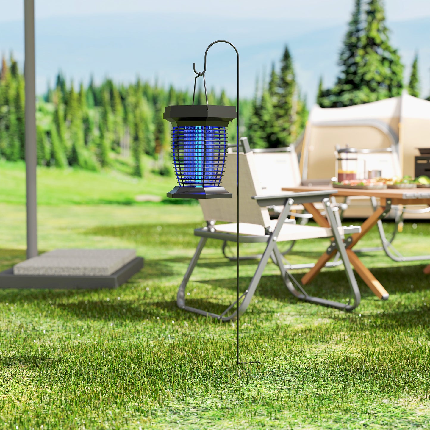 2-in-1 Electric Fly Zapper with UVA Light, Hanging Garden Lantern, Solar and USB-DC Rechargeable Insect Mosquito Bug Zapper