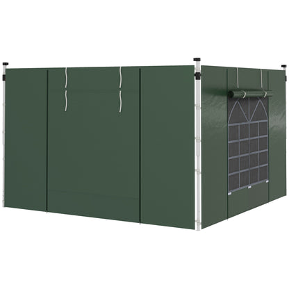 Gazebo Side Panels, 2 Pack Sides Replacement, for 3x3(m) or 3x6m Pop Up Gazebo, with Windows and Doors, Green