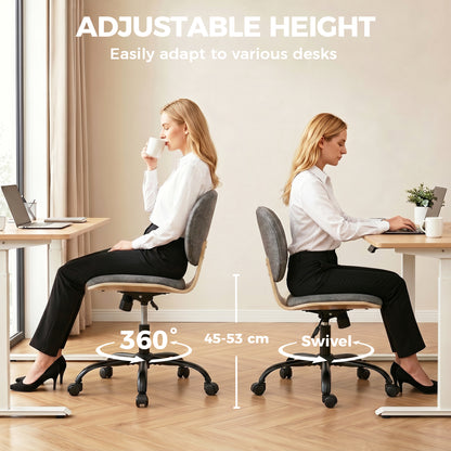 Home Office Desk Chair Rocking Function Ergonomic Swivel Chair with PU Wheels, Grey
