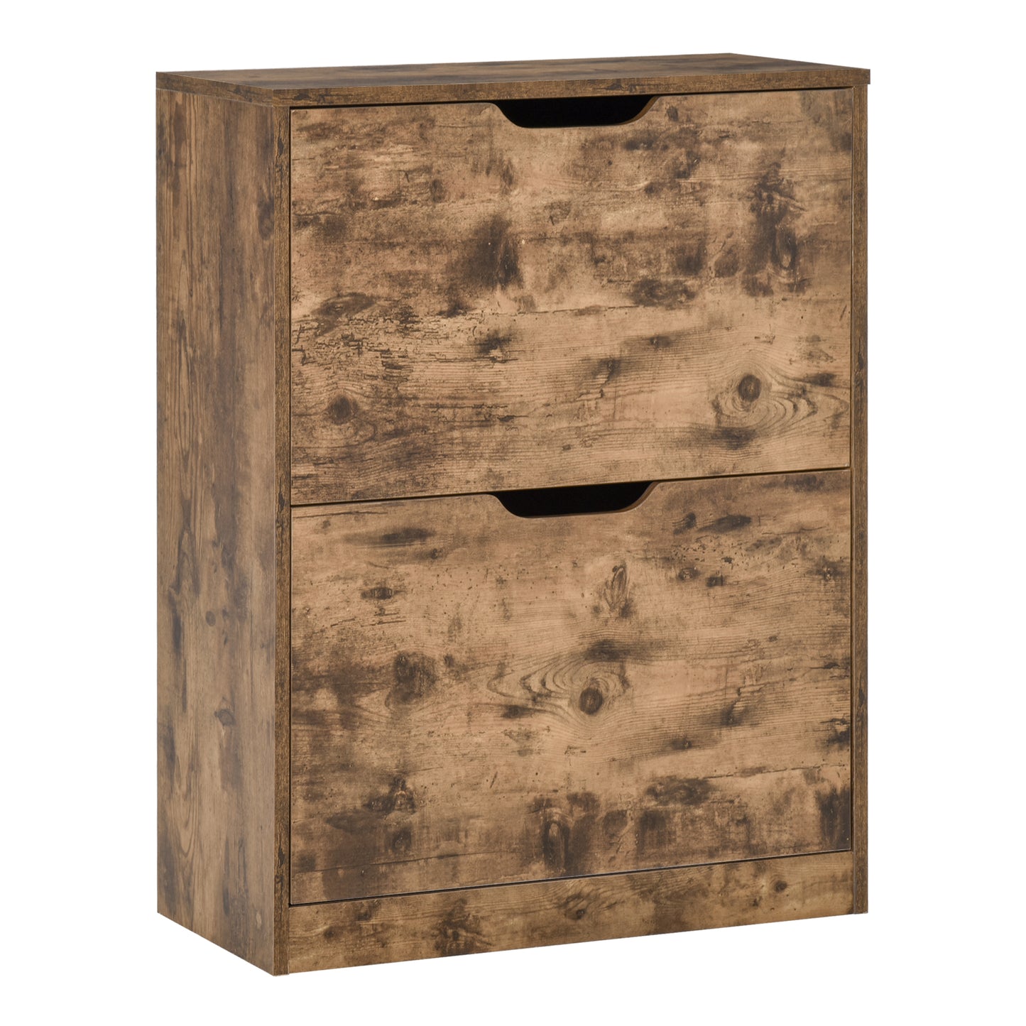 Industrial Shoe Cabinet with 2 Flip Drawers, Narrow Shoe Storage Cabinet for 12 Pairs