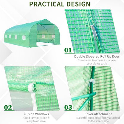 Polytunnel Greenhouse with Windows and Door, Walk in Greenhouse for Garden, Backyard (6 x 3 M)