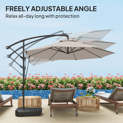 3(m) Garden Cantilever Parasol with Fillable Base up to 90kg, Wind Protection Strap, Cover