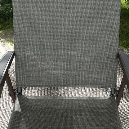 Set of Two Folding Garden Chairs, with Fabric Mesh Seats - Dark Grey
