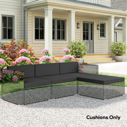 7-Piece Patio Furniture Cushions, Outdoor Loveseat Cushion with Removable Covers for Rattan Furniture, 60x60 cm, Black