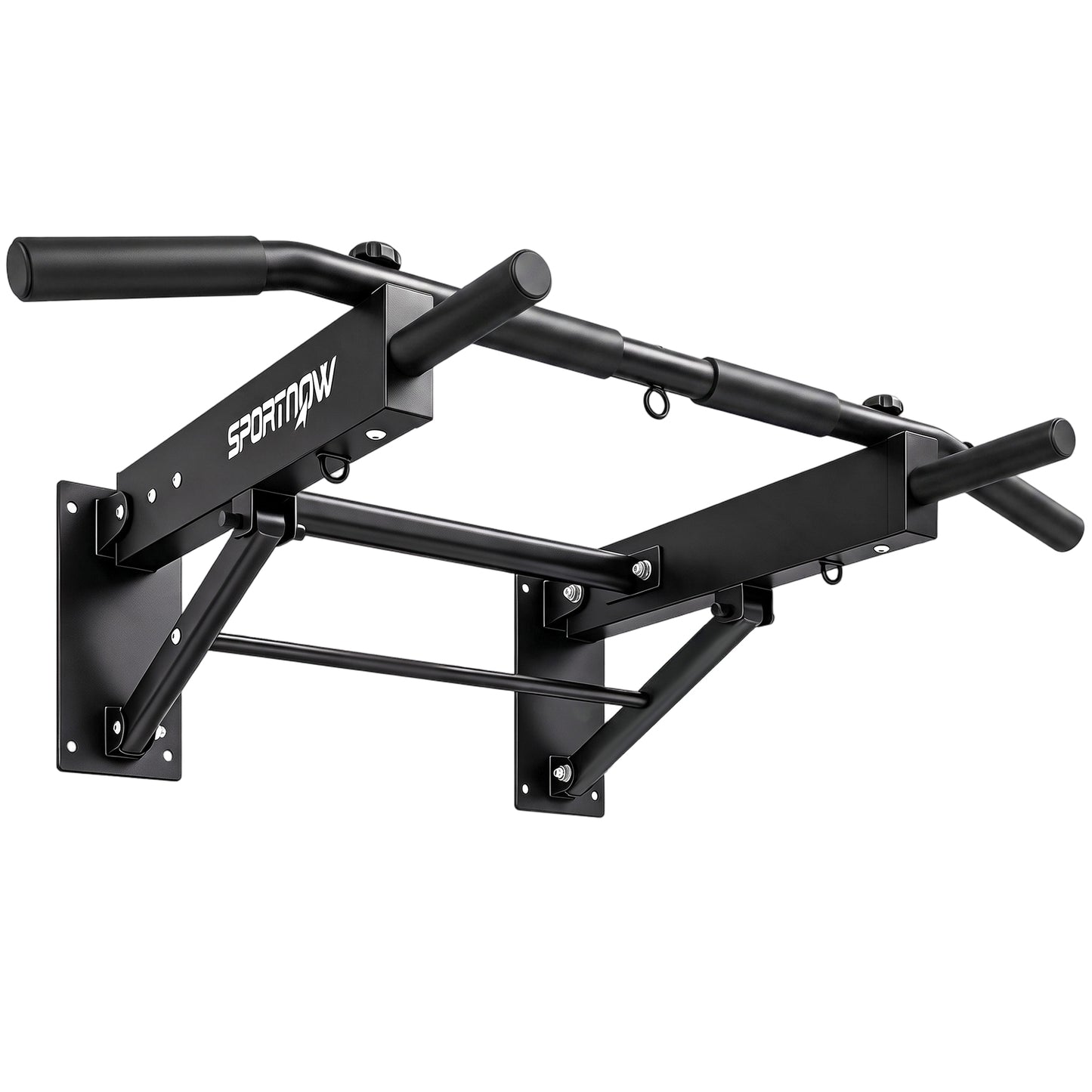 Pull Up Bar Wall Mounted Chin Up Bar with Folding Design, 3 Hooks for Resistance Bands, Supports up to 120 kg, Black