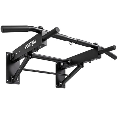 Pull Up Bar Wall Mounted Chin Up Bar with Folding Design, 3 Hooks for Resistance Bands, Supports up to 120 kg, Black