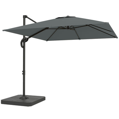 2.4 x 2.4m Cantilever Parasol with Umbrella Weights, UPF50+ Offset Outdoor Umbrella w/ Easy Tilt Adjustment, Dark Grey