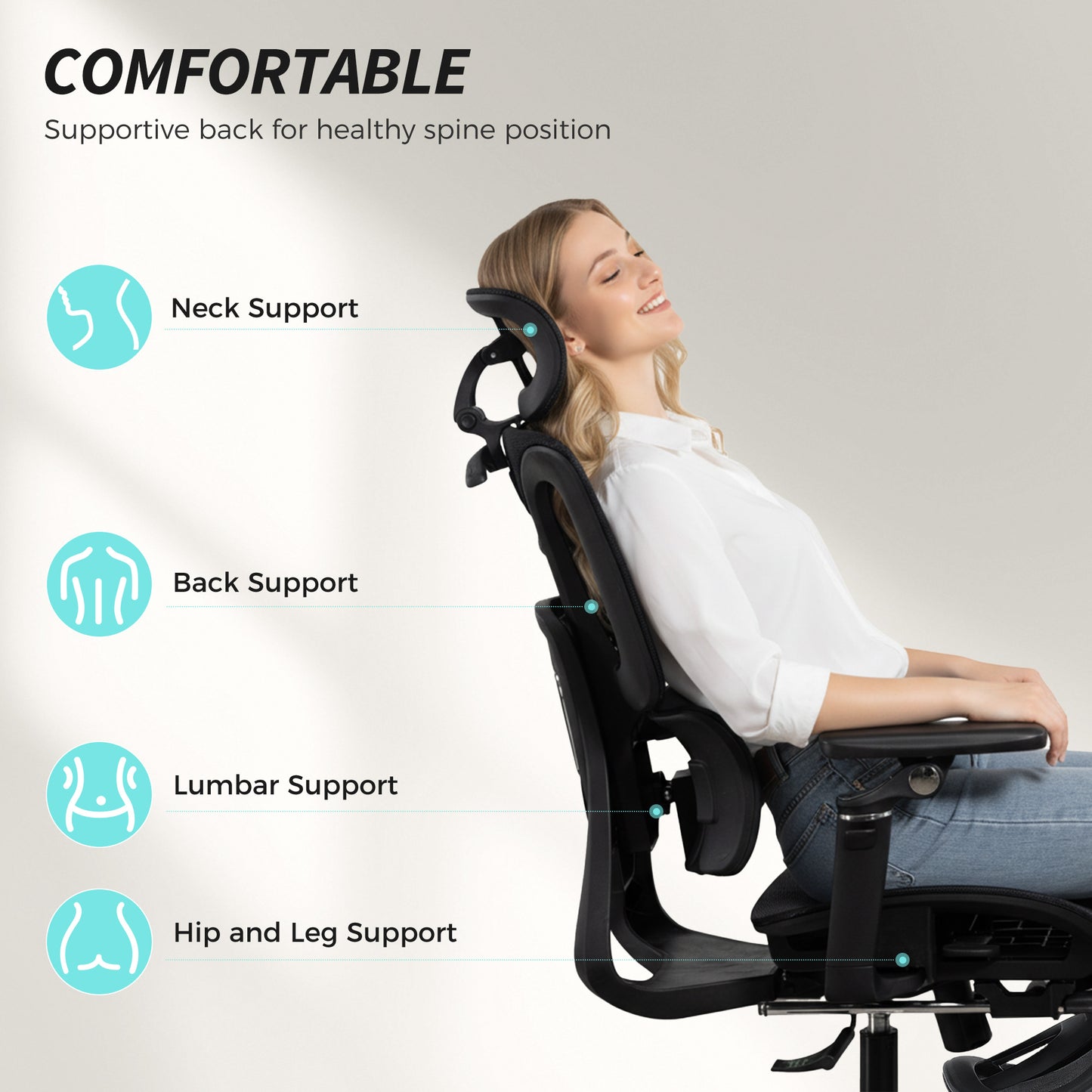 Ergonomic Office Chair, High Back Mesh Desk Chair, Black