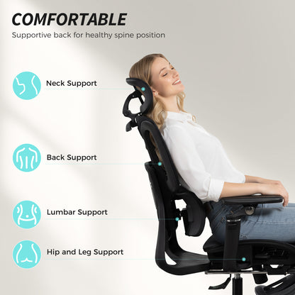 Ergonomic Office Chair, High Back Mesh Desk Chair, Black