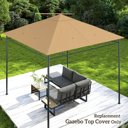 3 x 3 m Gazebo Canopy Replacement Cover, Garden Gazebo Roof Replacement with Drain Holes, TOP COVER ONLY, Beige