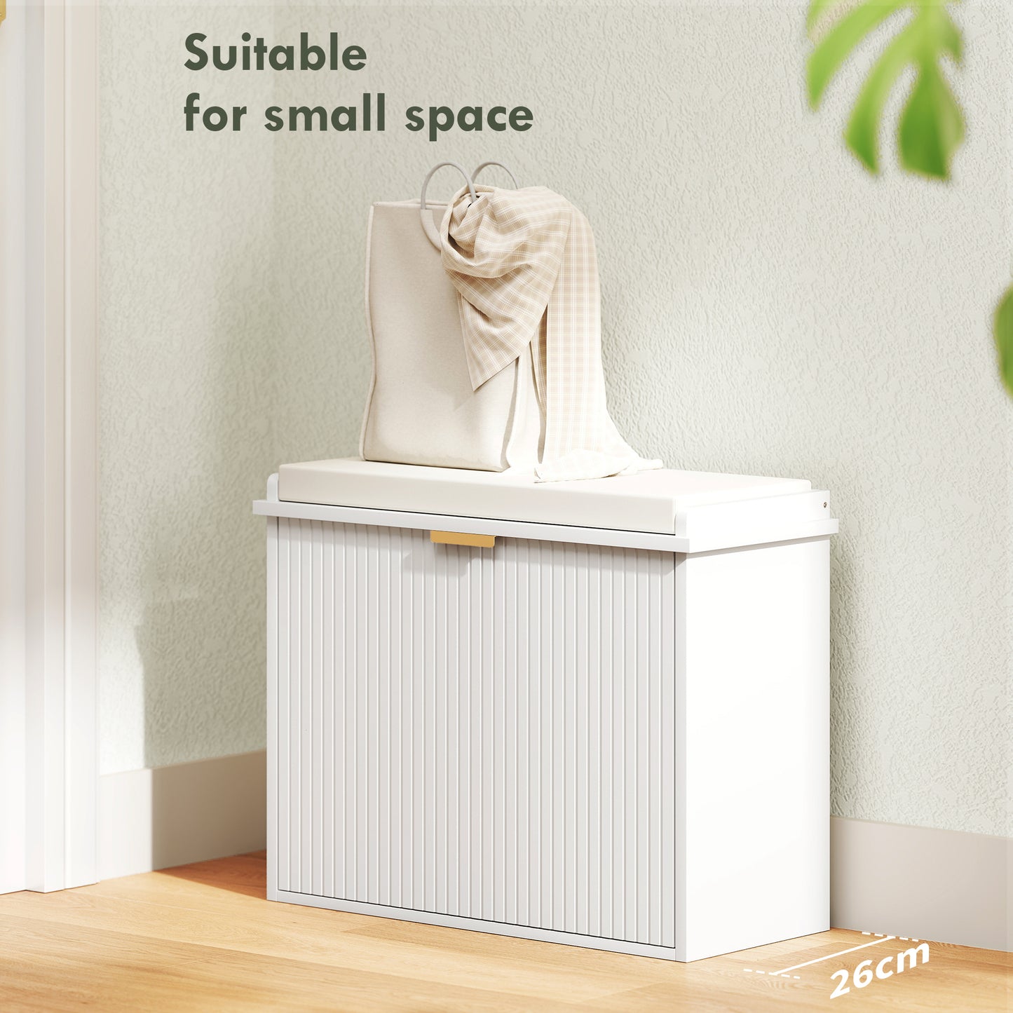 Elegant Six Shoe Bench, with Top Seat - White