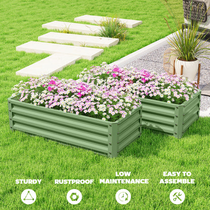 Set of Two 110 x 50cm Steel Planter Boxes - Light Green