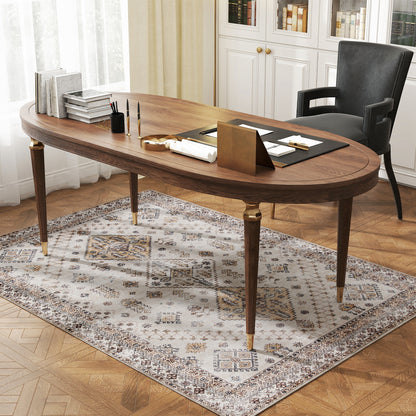Vintage Area Rug, Non-Slip Washable Rug, Flannel Floor Carpet for Living Room, Bedroom, Dining Room, Home Office
