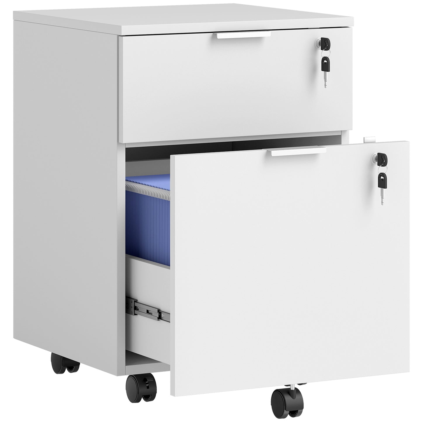 Two-Drawer Lockable Filing Cabinet - White