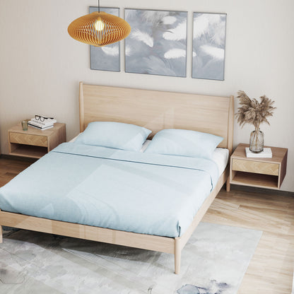 Set of Two Floating Bedside Tables - Natural Wood Finish