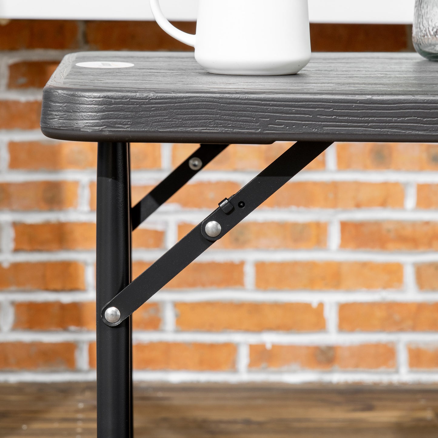 Foldable Patio Dining Table for 4, Height Adjustable Outdoor Table for Garden, Lawn, Dark Grey