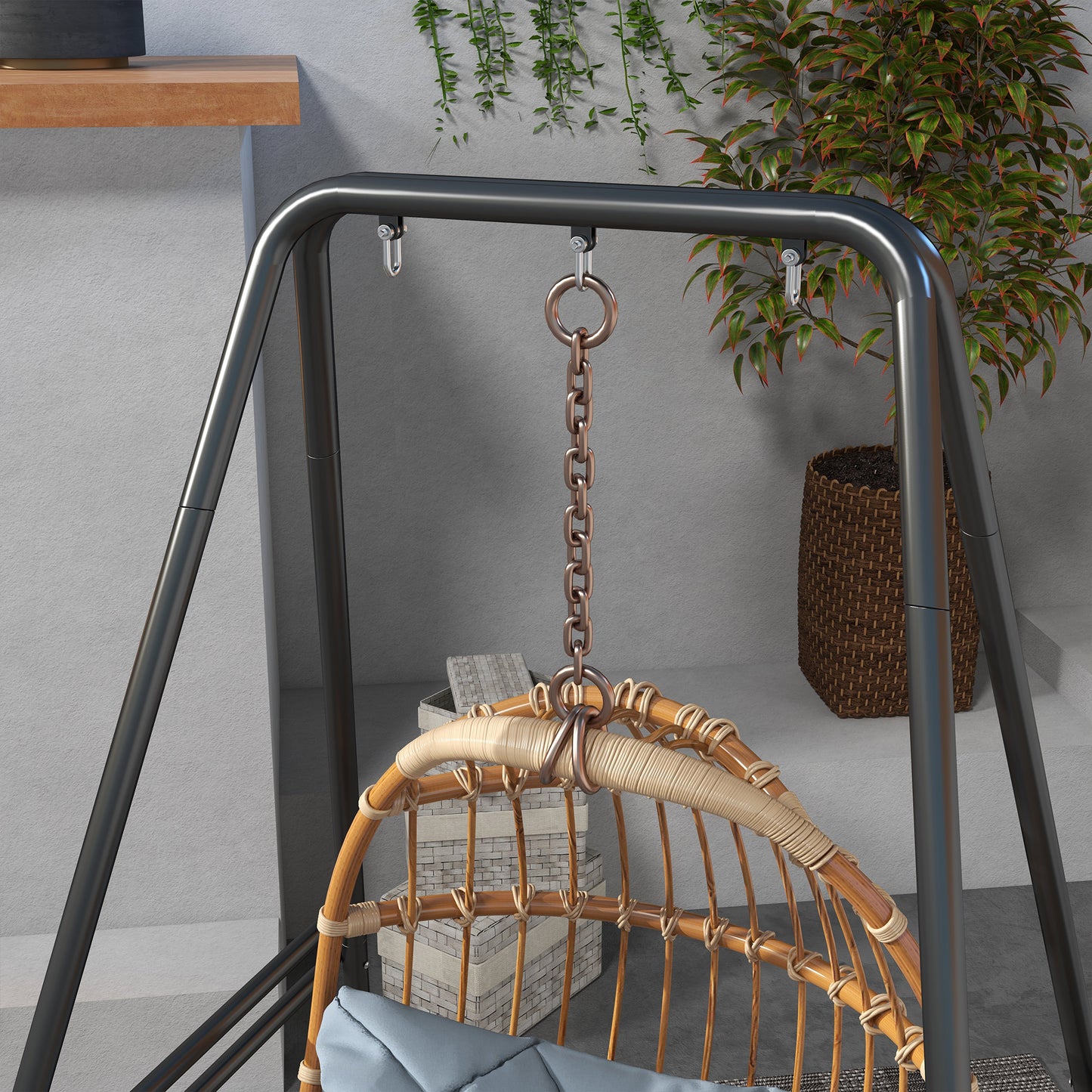 Hammock Chair Stand, Hanging Heavy Duty Metal Frame Hammock Stand for Hanging Hammock Air Porch Swing Chair, Egg Chair, Black